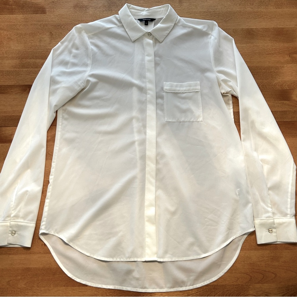 RW & Co White Silky Dress Shirt